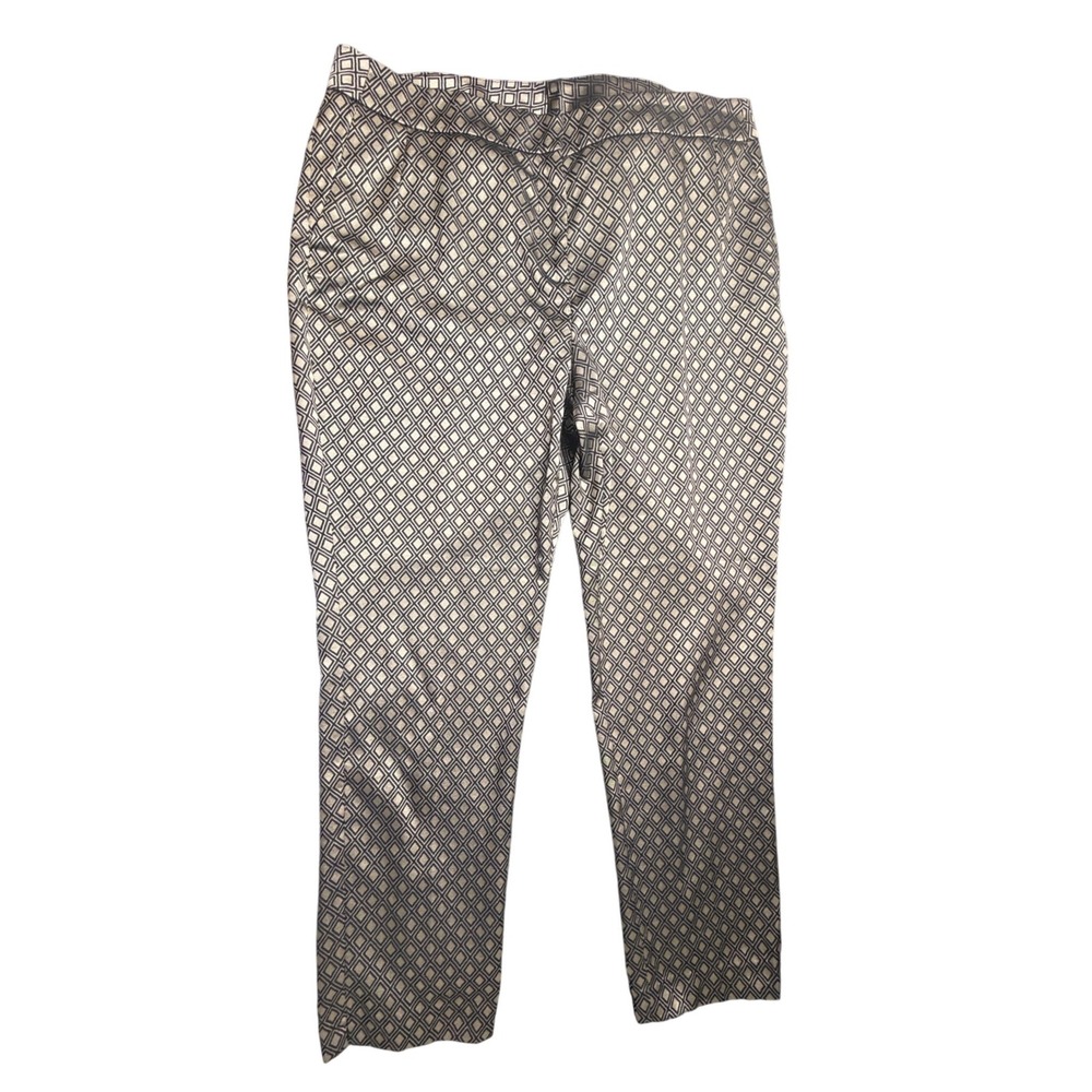 Chicos So Slimming Ankle Pants 2 L Gold Black Metallic Diamond Geometric Luxury